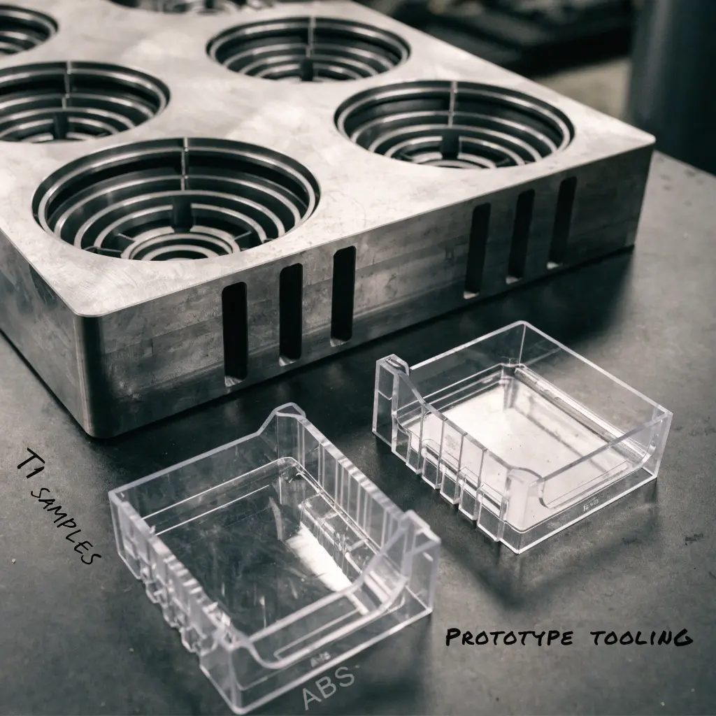 Prototype injection mold and clear molded T1 samples